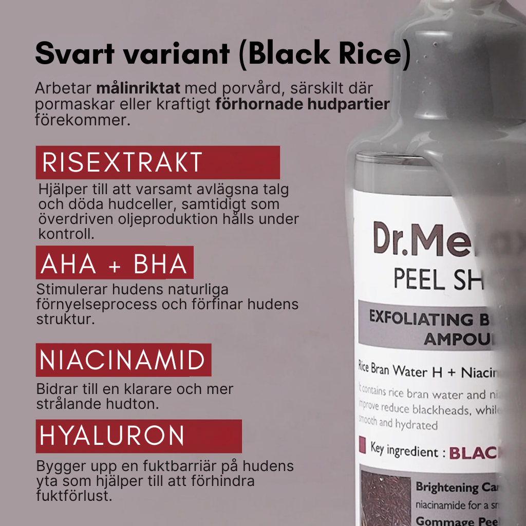 Dr. Melaxin -  Rice Peel Glow Serum (Svart/Vit Ris)