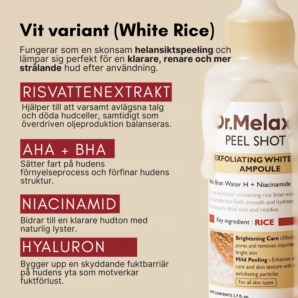 Dr. Melaxin -  Rice Peel Glow Serum (Svart/Vit Ris)